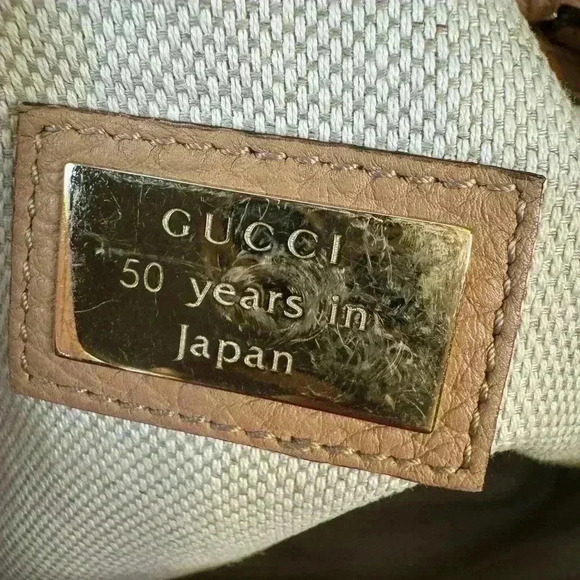 Gucci Vintage Medium Floral Camvas Pink/Beige Leather Tote Bag. - Picture 11 of 15